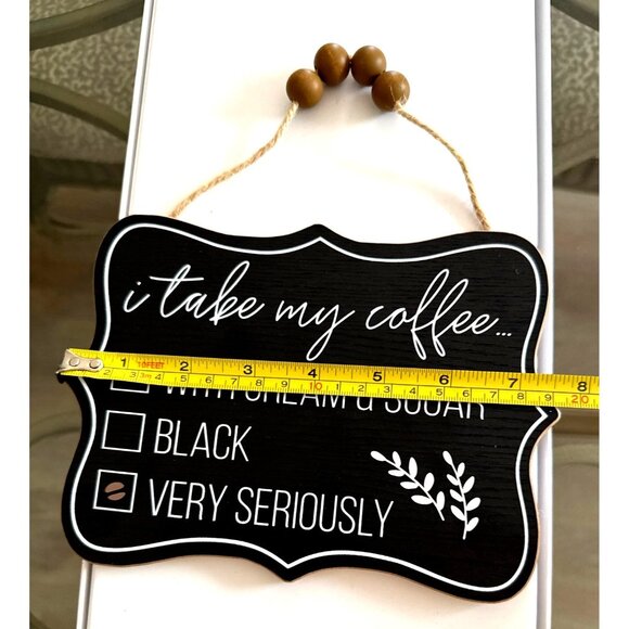 I Take My Coffee Decorative Hanging Sign With Beads & Rope For Kitchen Or Coffee - Picture 4 of 4
